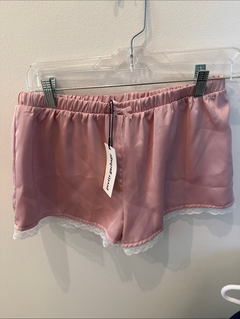 Pretty Garbage size medium NWT Satin Lace-Trim Sleep Shorts - Pink
